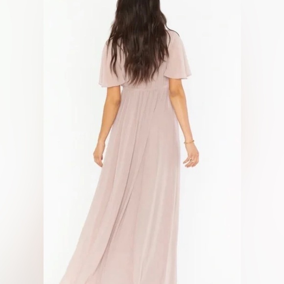 Show Me Your Mumu Bridesmaid NWT Emily Soft Beige Chiffon Maxi Dress Size Medium - Picture 2 of 6